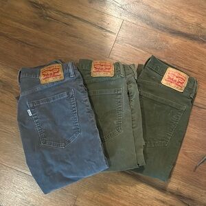 Levi’s Corduroy Men’s Pants 514 size 30x32 in Light Gray, Dark Gray and Olive